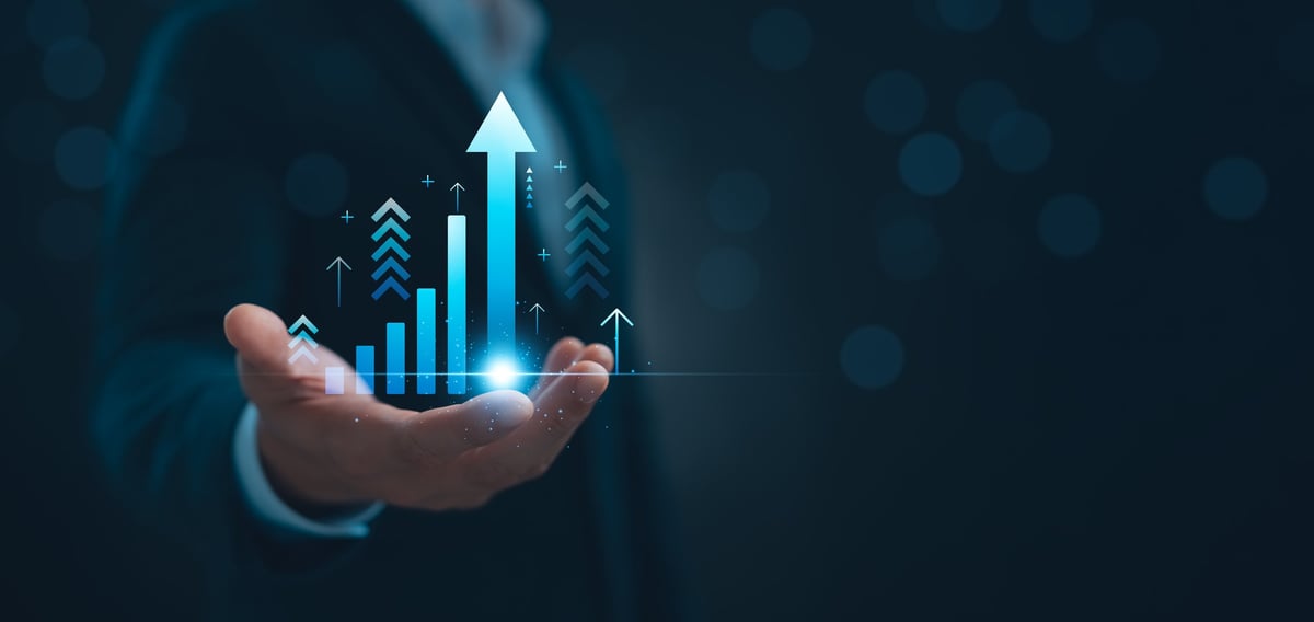Business growth analytics chart showing upward trend